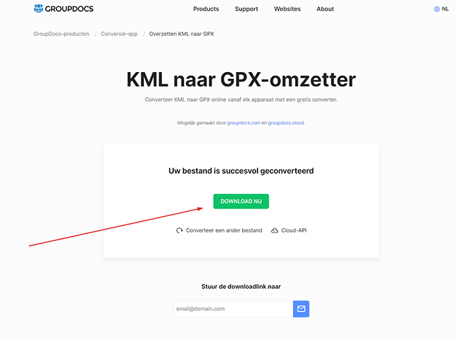 download het GPX bestand